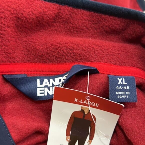 Lands End Mens red and navy blue snap fleece shirt size XL NWT - Picture 11 of 13